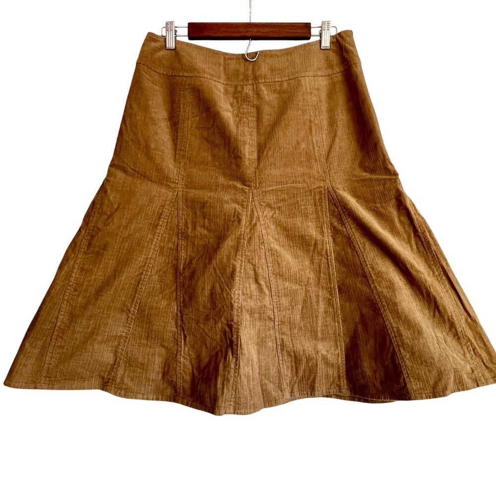 Sundance Catalog Tan Corduroy Trumpet Flare Skirt Preppy Academia Classic Sz 8